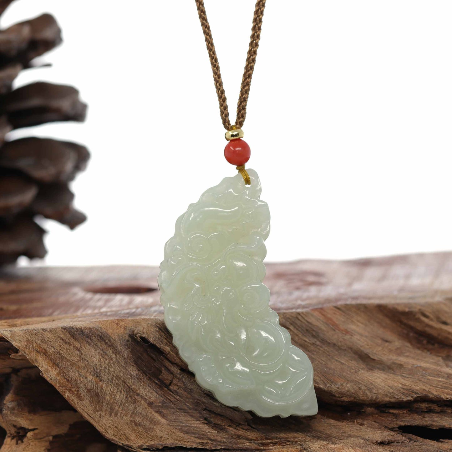 Load image into Gallery viewer, Copy of RealJade Co.® &amp;quot;Dragon Good Luck Pattern&amp;quot; Genuine HeTian White Nephrite Jade Symbol Pendant Necklace-RealJade Co.® Happy Valley Oregon
