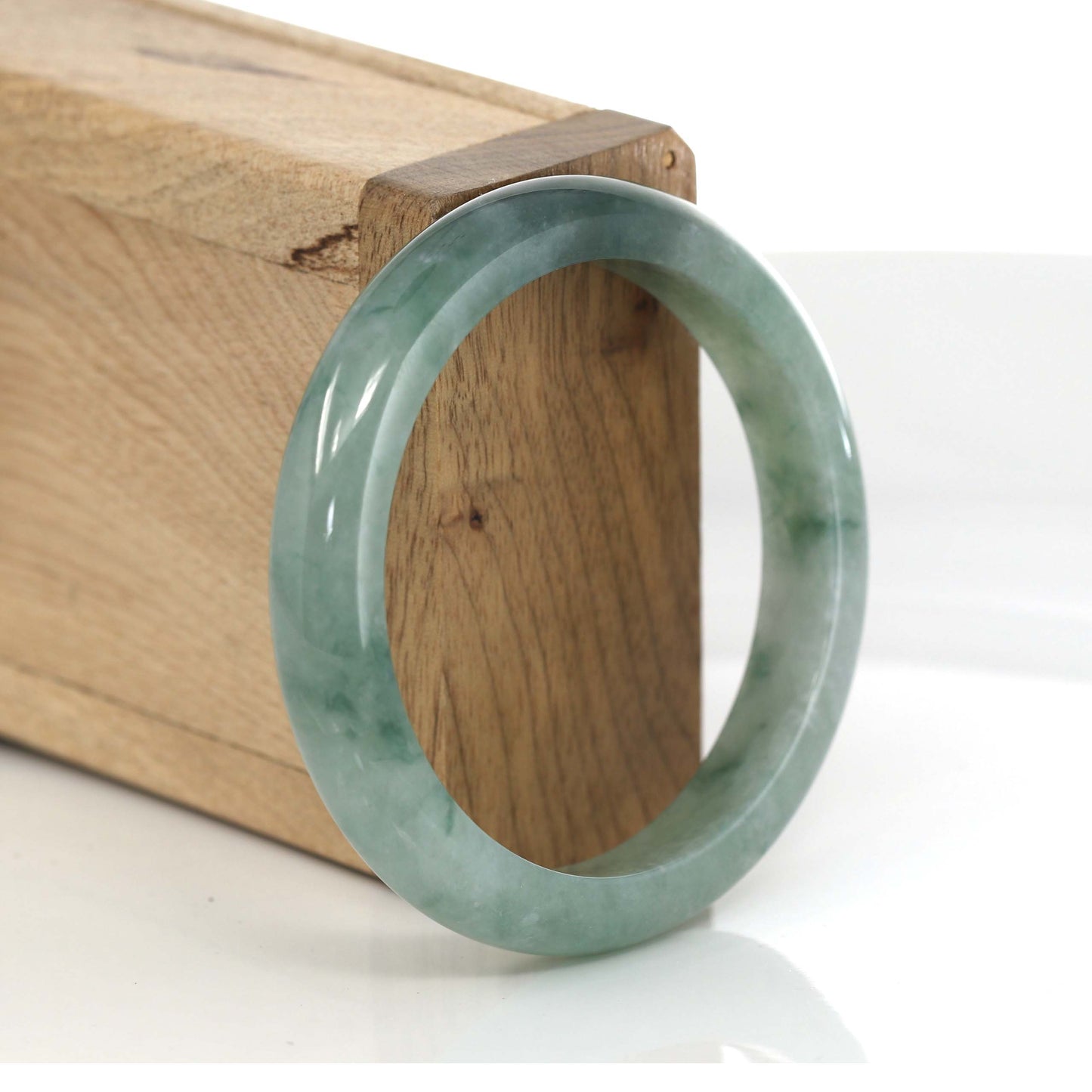 Load image into Gallery viewer, RealJade® Co. Jadeite Jade Bangle Bracelet Classic Real Forest Green Jadeite Jade Bangle Bracelet (54.28 mm) #556
