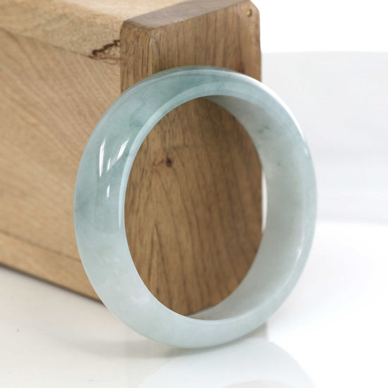 RealJade® Co. Jadeite Jade Bangle Bracelet Genuine Burmese Ice Blue Oval Jadeite Jade Bangle (50.95 mm) #623