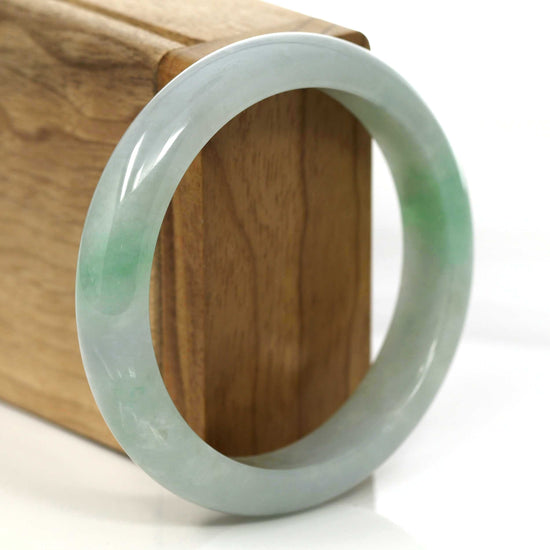 RealJade® Co. Jade Bangle Genuine Burmese Green Jadeite Jade Bangle Bracelet (60.51 mm) #647