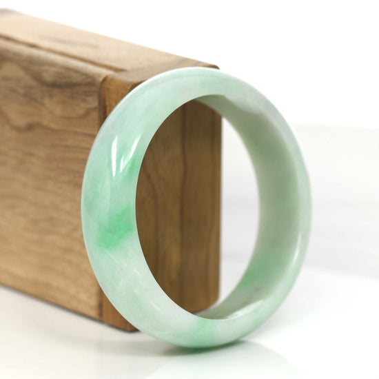 RealJade Co.¨ Jadeite Jade Bangle Bracelet High-quality Apple Green Natural Burmese Jadeite Jade Bangle (59.68 mm ) #889