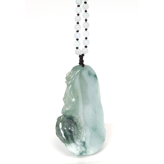 RealJade® "Soaring dragon" Natural Jadeite Jade Blue Green Pendant Necklace For Men, Collectibles