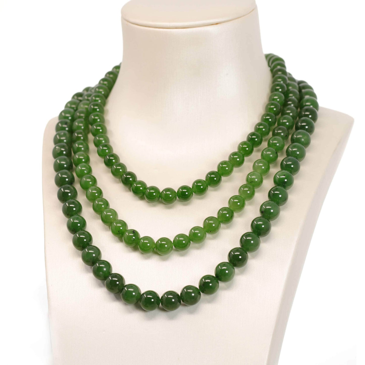  Genuine Green Nephrite Jade Round Beads Necklace, Real Jade Jewelry, Jade Education, .com