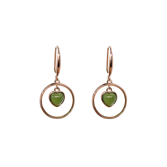 RealJade® "Love Earrings" Sterling Silver Genuine Nephrite Green Jade Dangle Earrings