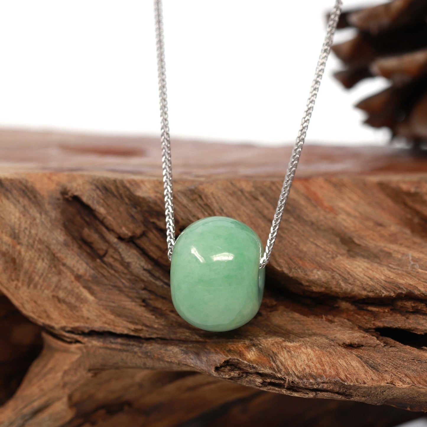 RealJade® "Good Luck Button" Necklace Real Vibrant Green Jade Lucky TongTong Pendant Necklace