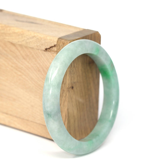 Load image into Gallery viewer, Genuine Burmese Forest Green Jadeite Jade Bangle Bracelet (53.83 mm) #221
