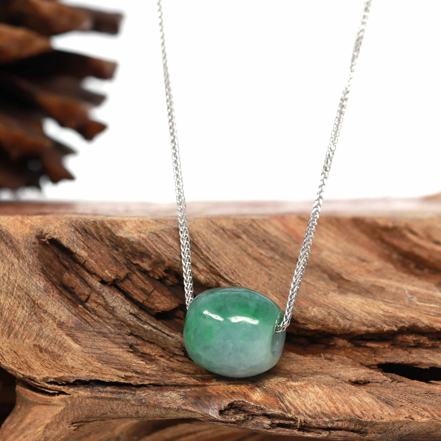 Load image into Gallery viewer, RealJade &amp;quot;Good Luck Button&amp;quot; Necklace Rich Blue-Green Jade Lucky TongTong Pendant Necklace
