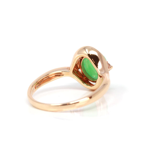 RealJade® "Irina" 18k Rose Gold Natural Imperial Jadeite Engagment Ring