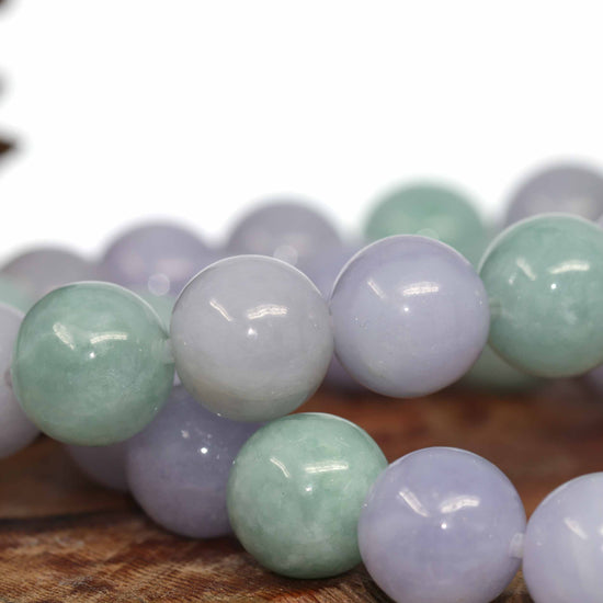Jadeite Jade 13mm Round Purple Lavender Beads Bracelet, Real jade Jewelry, RealJade¨ Co..com Jewelry,
