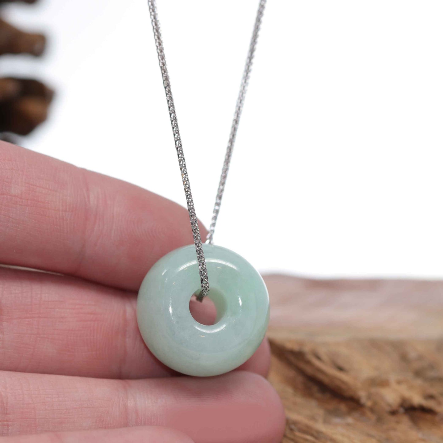Load image into Gallery viewer, RealJade Co.® &amp;quot;Good Luck Button&amp;quot; Necklace Light Green Jadeite Jade Lucky Tong Tong Necklace
