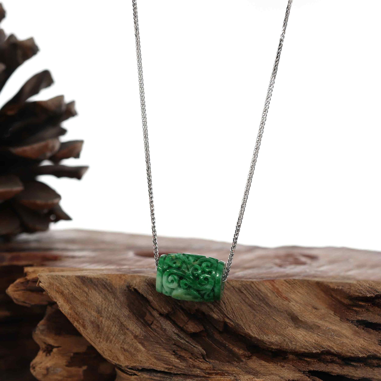 RealJade¨™ "Good Luck Button" Necklace Green Jadeite Jade Lucky TongTong Pendant Necklace