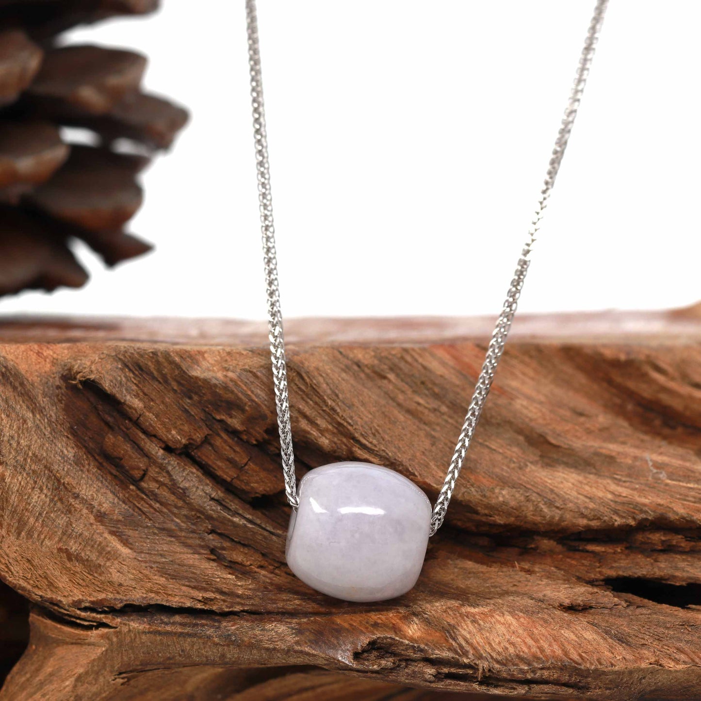 Load image into Gallery viewer, RealJade® Co. &amp;quot;Good Luck Button&amp;quot; Necklace Light Lavender Jade Lucky TongTong Pendant Necklace
