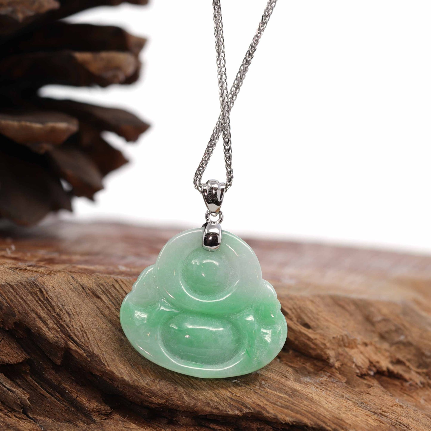Genuine Natural Green Nephrite Jade Sitting Thai Buddha Pendant Necklace |  eBay