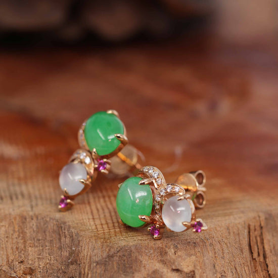 Ethical Sustainable Jade Beads Long Threader Earrings in 14Kgf Rose Gold Filled, Ready to Ship