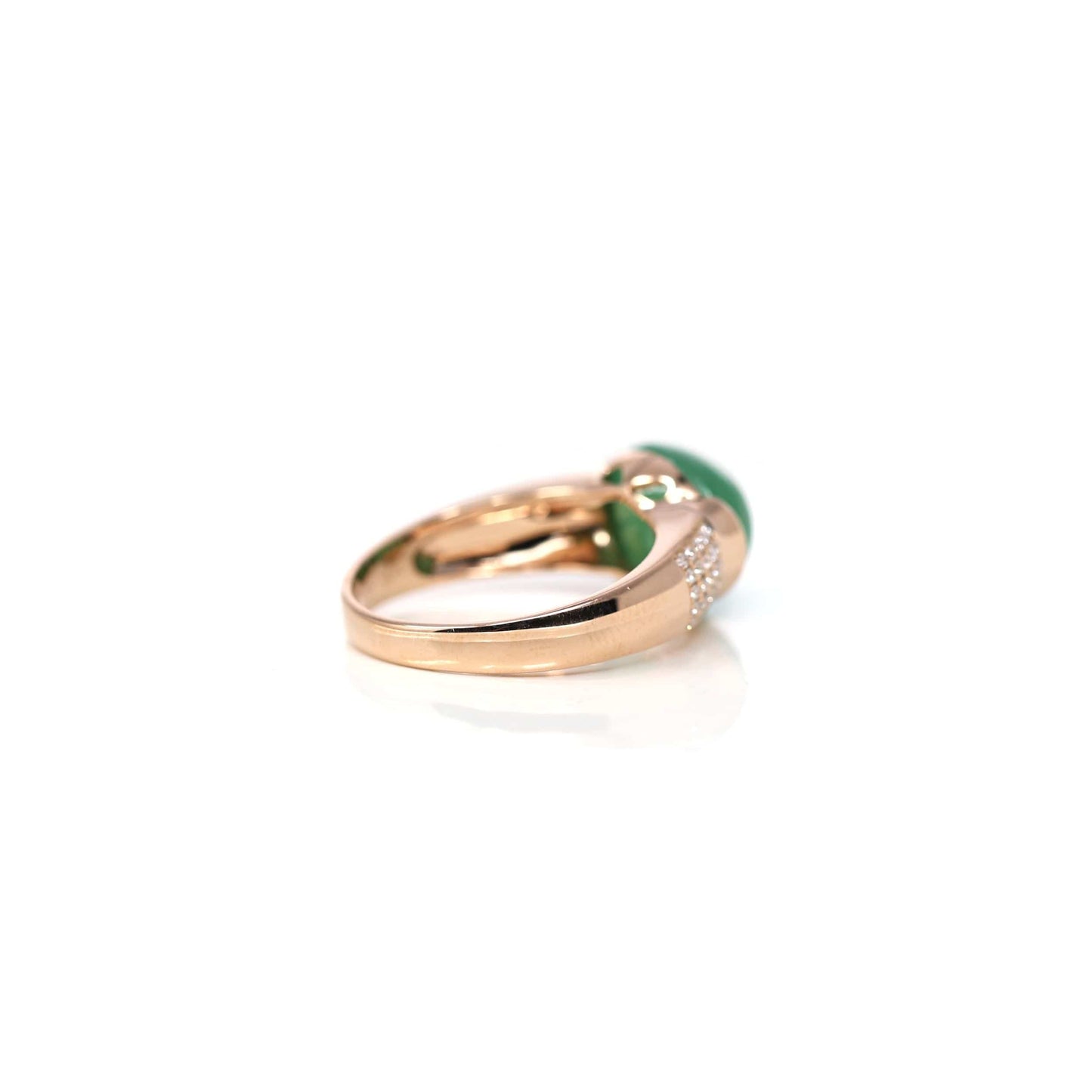 Load image into Gallery viewer, RealJade¨ Co. Jadeite Engagement Ring 18k Rose Gold Natural Imperial Green Oval Jadeite Jade Engagement Ring With Diamonds
