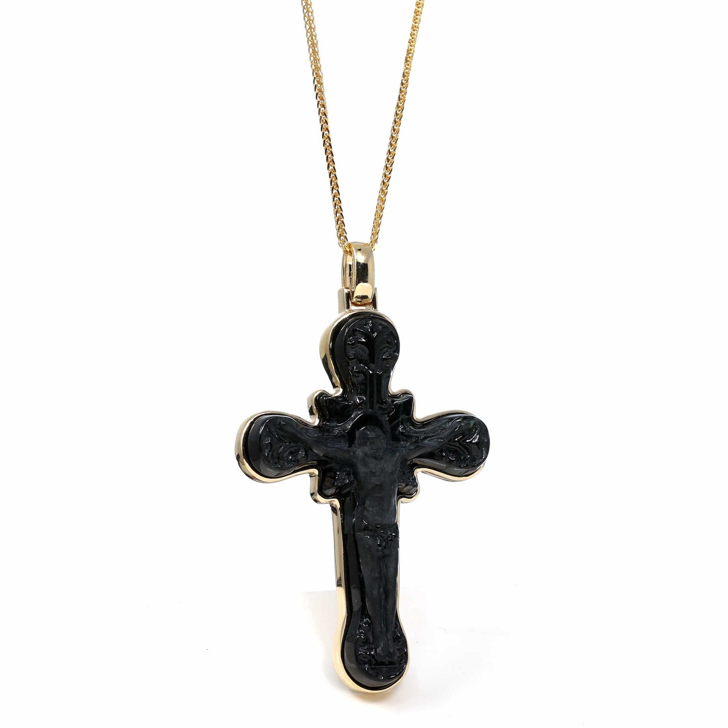 24K YELLOW GOLD CROSS PENDANT NECKLACE WITH PAVE DIAMONDS – Belle Cose