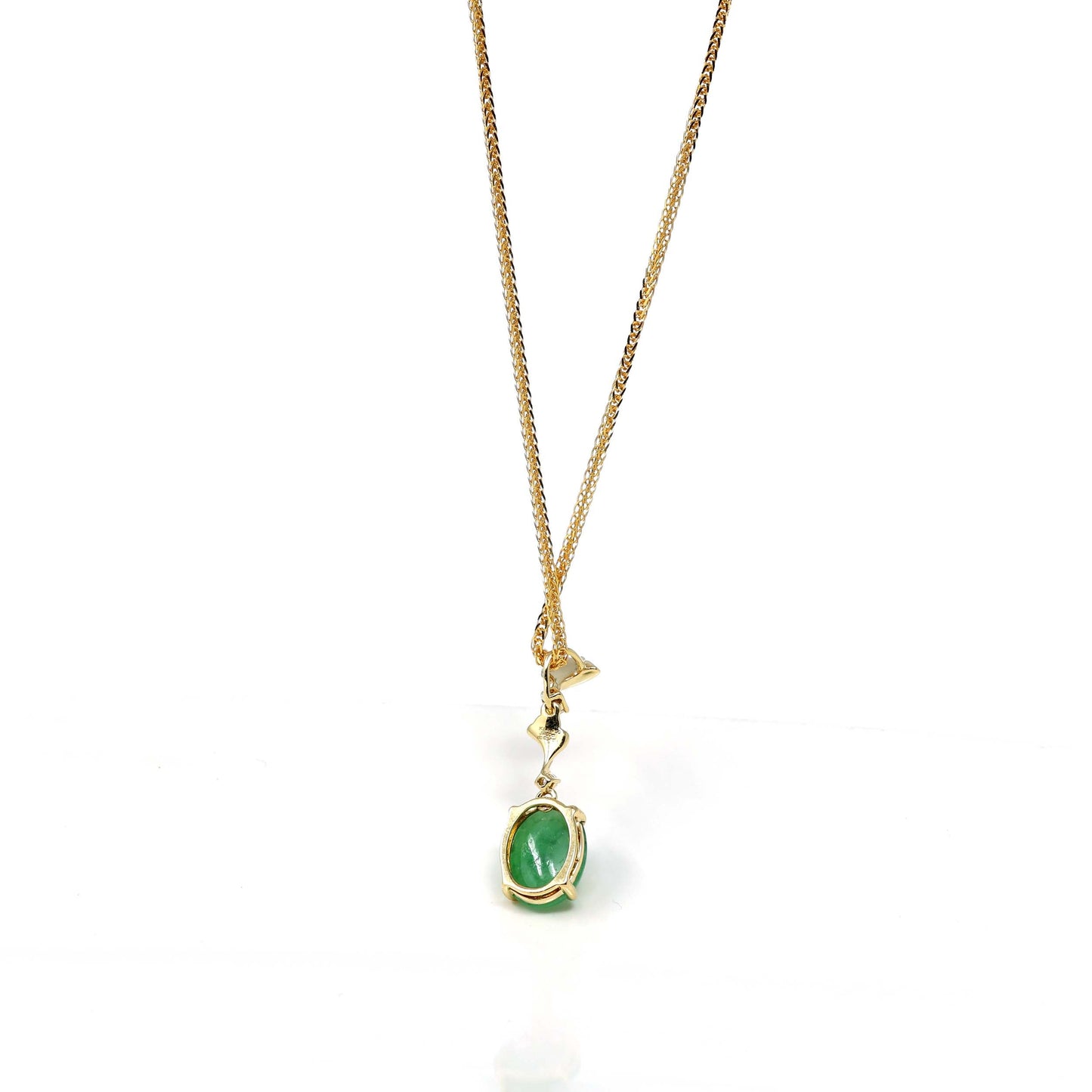 RealJade Co.¨ Gold Jadeite Necklace Copy of 18k Yellow Gold Jadeite Jade Apricot Leaf Pendant Necklace with Diamond