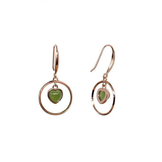 Load image into Gallery viewer, RealJade® &amp;quot;Love Earrings&amp;quot; Sterling Silver Genuine Nephrite Green Jade Dangle Earrings
