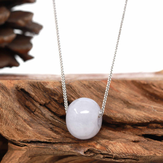 Load image into Gallery viewer, RealJade® Co. &amp;quot;Good Luck Button&amp;quot; Necklace Light Lavender Jade Lucky KouKou Pendant Necklace
