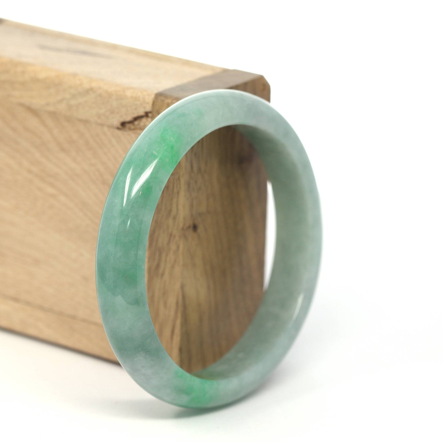 Genuine Burmese Forest Green Jadeite Jade Bangle Bracelet (57.37 mm) #233