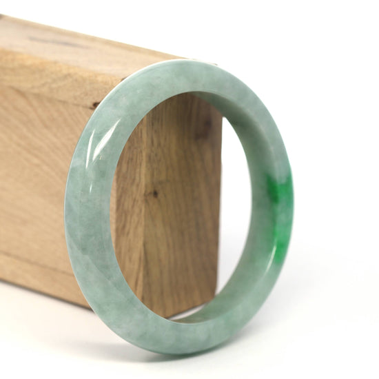 Load image into Gallery viewer, Genuine Burmese Forest Green Jadeite Jade Bangle Bracelet (60.57 mm) #232
