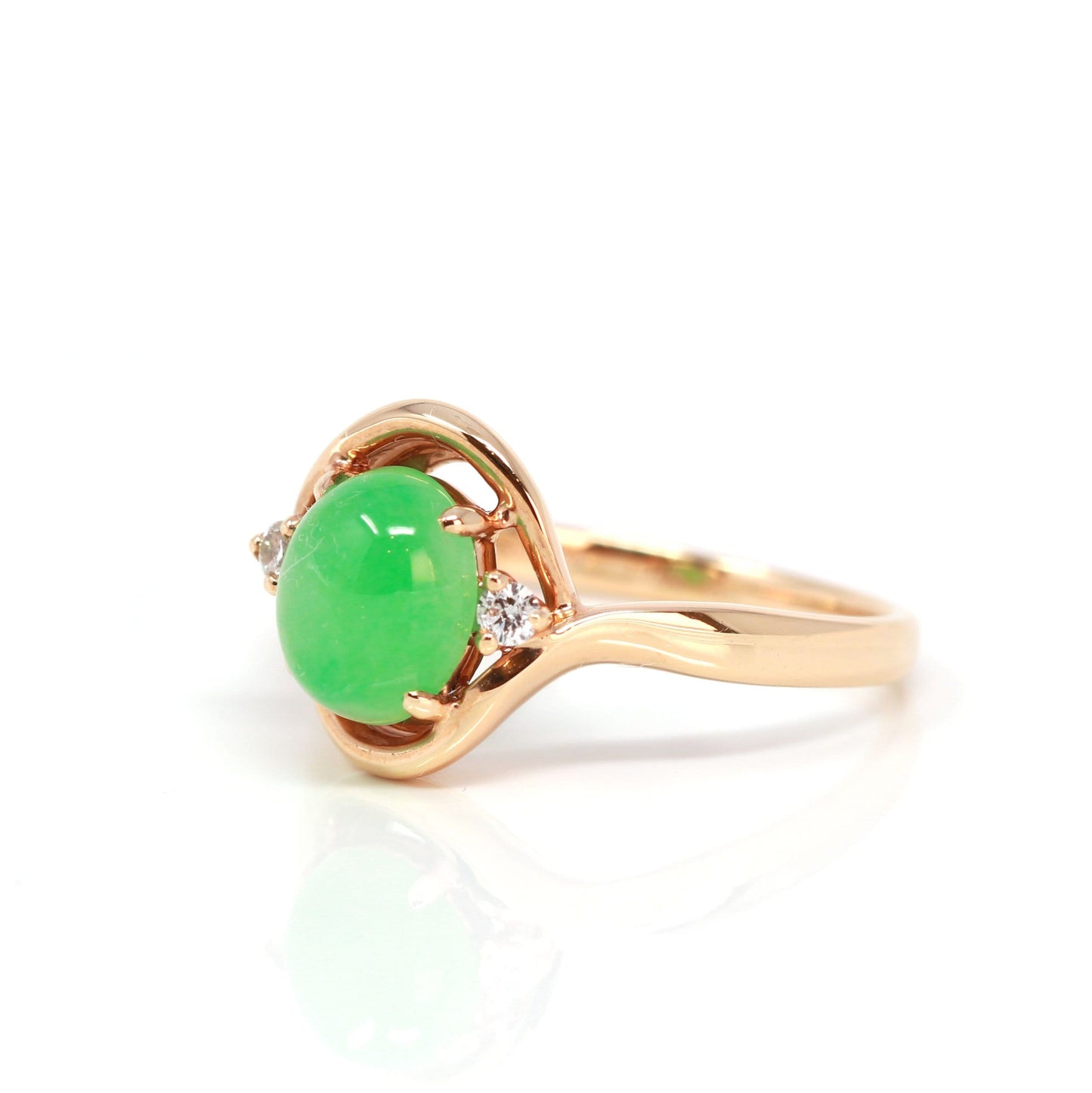 RealJade® "Irina" 18k Rose Gold Natural Imperial Jadeite Engagment Ring