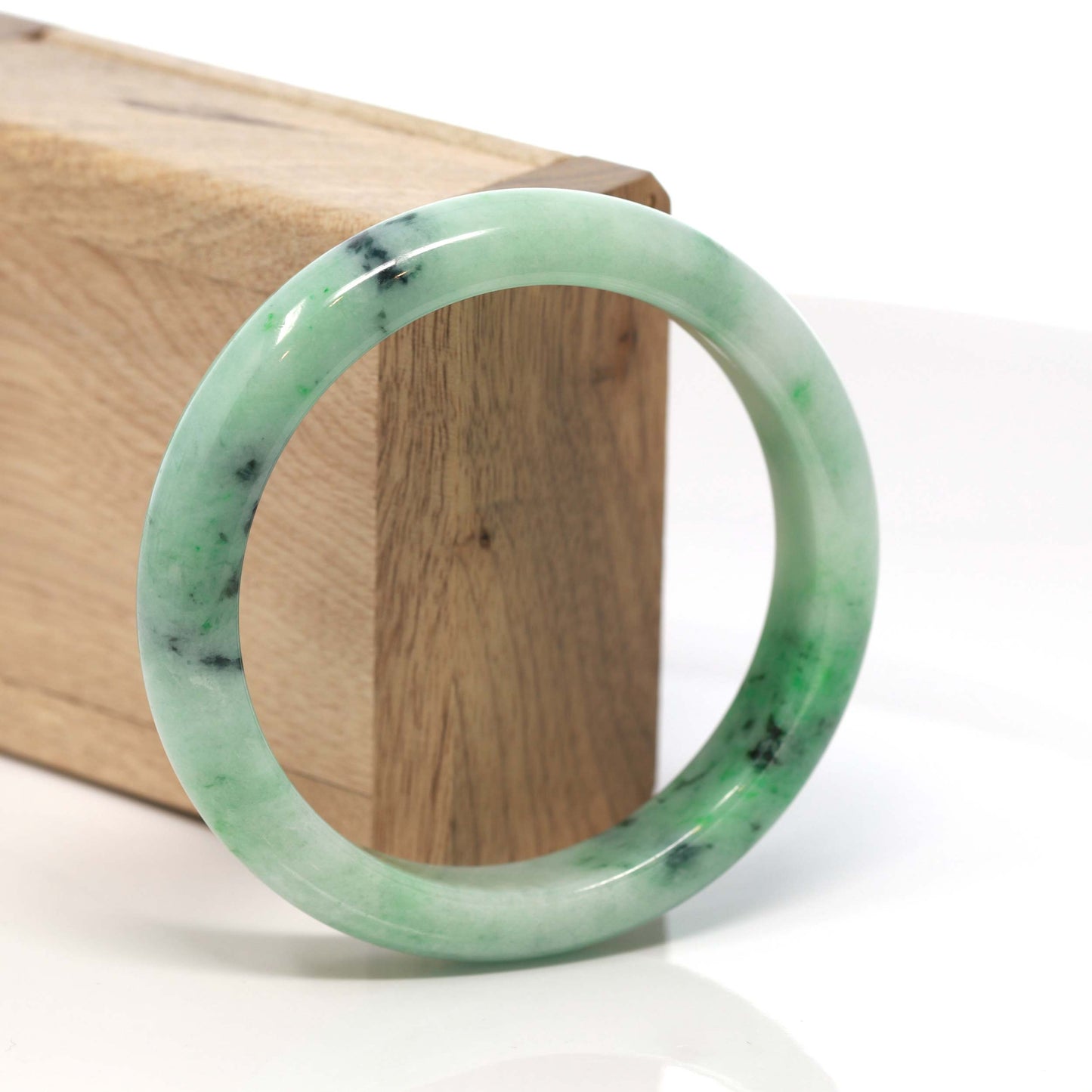 RealJade® "Classic Bangle" Genuine Burmese Green Jadeite Jade Bangle Bracelet (58.4 mm) #171