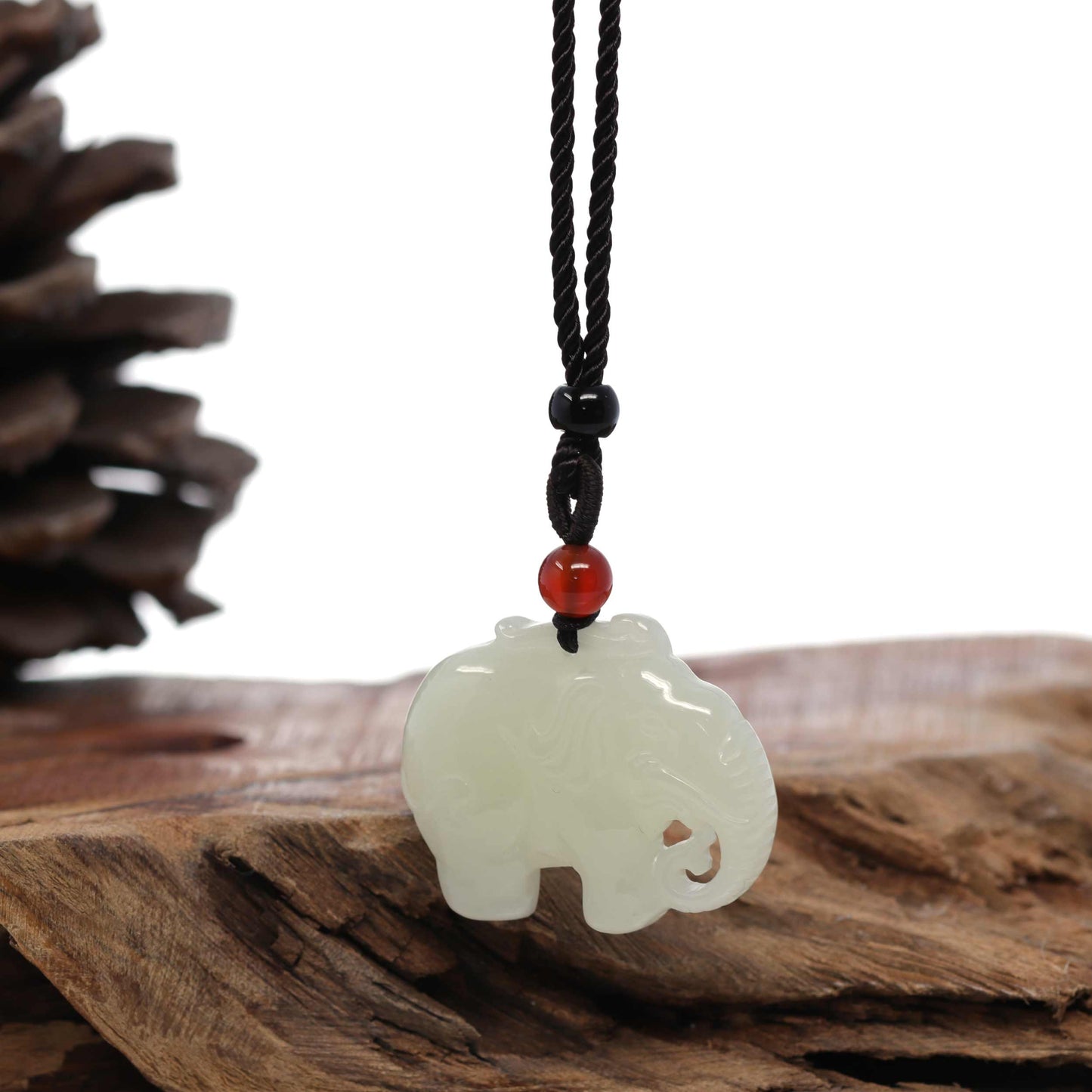 Load image into Gallery viewer, RealJade Co.® Genuine HeTian White Nephrite Jade Elephant Pendant Necklace-RealJade Co.® Happy Valley Oregon
