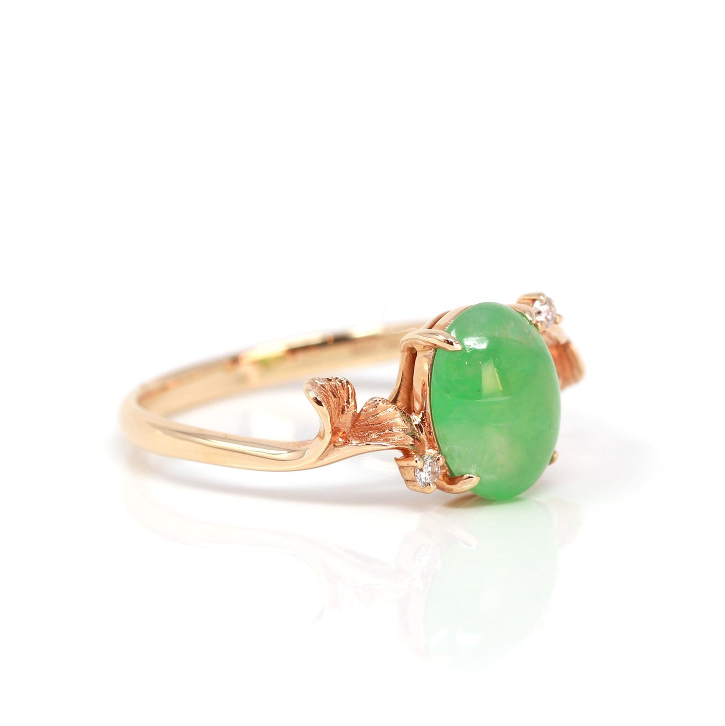 Modern Jade Ring With Yellow Gold Band-NYShowplace