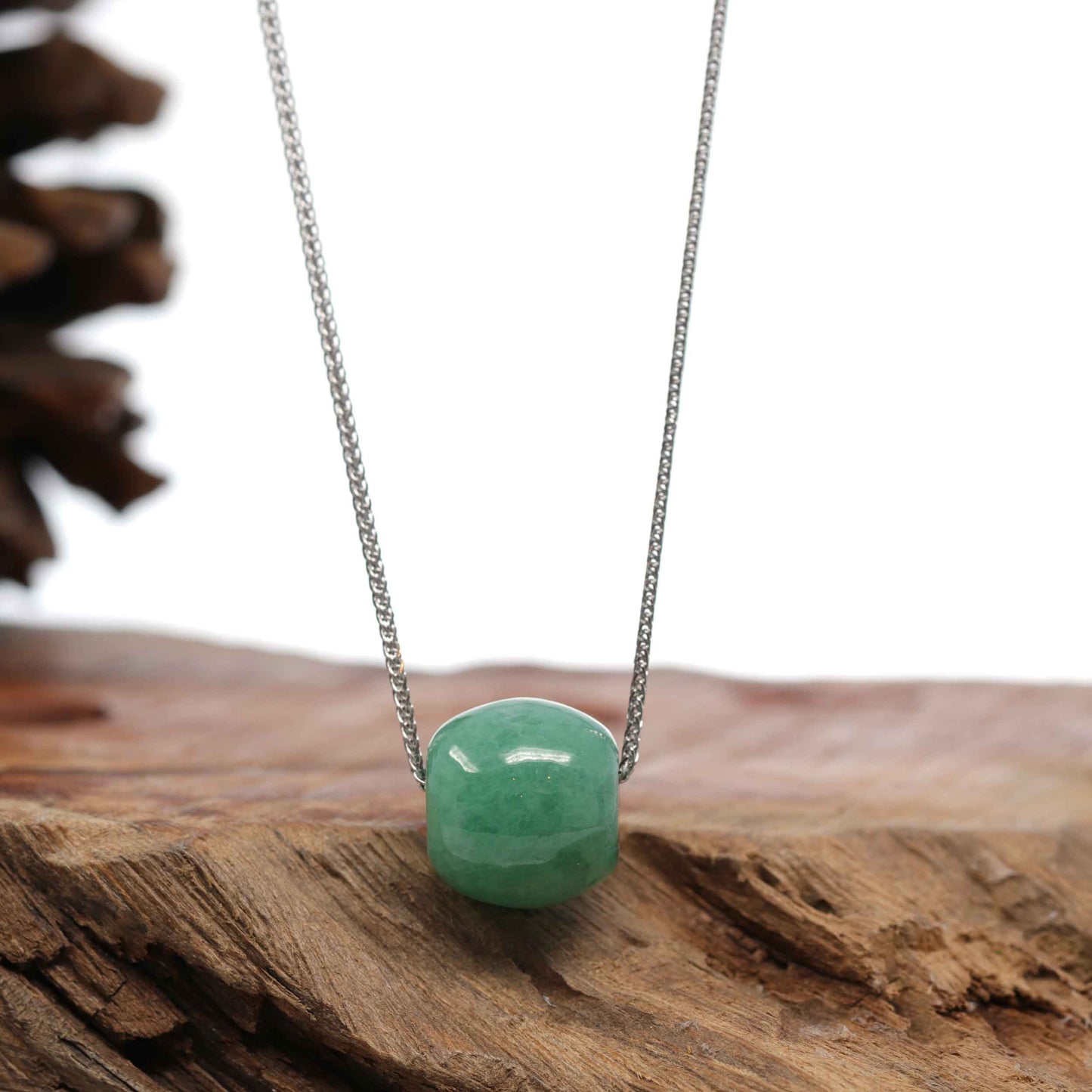 RealJade® Co. "Good Luck Button" Necklace Forest Green Jade Lucky KouKou Pendant Necklace
