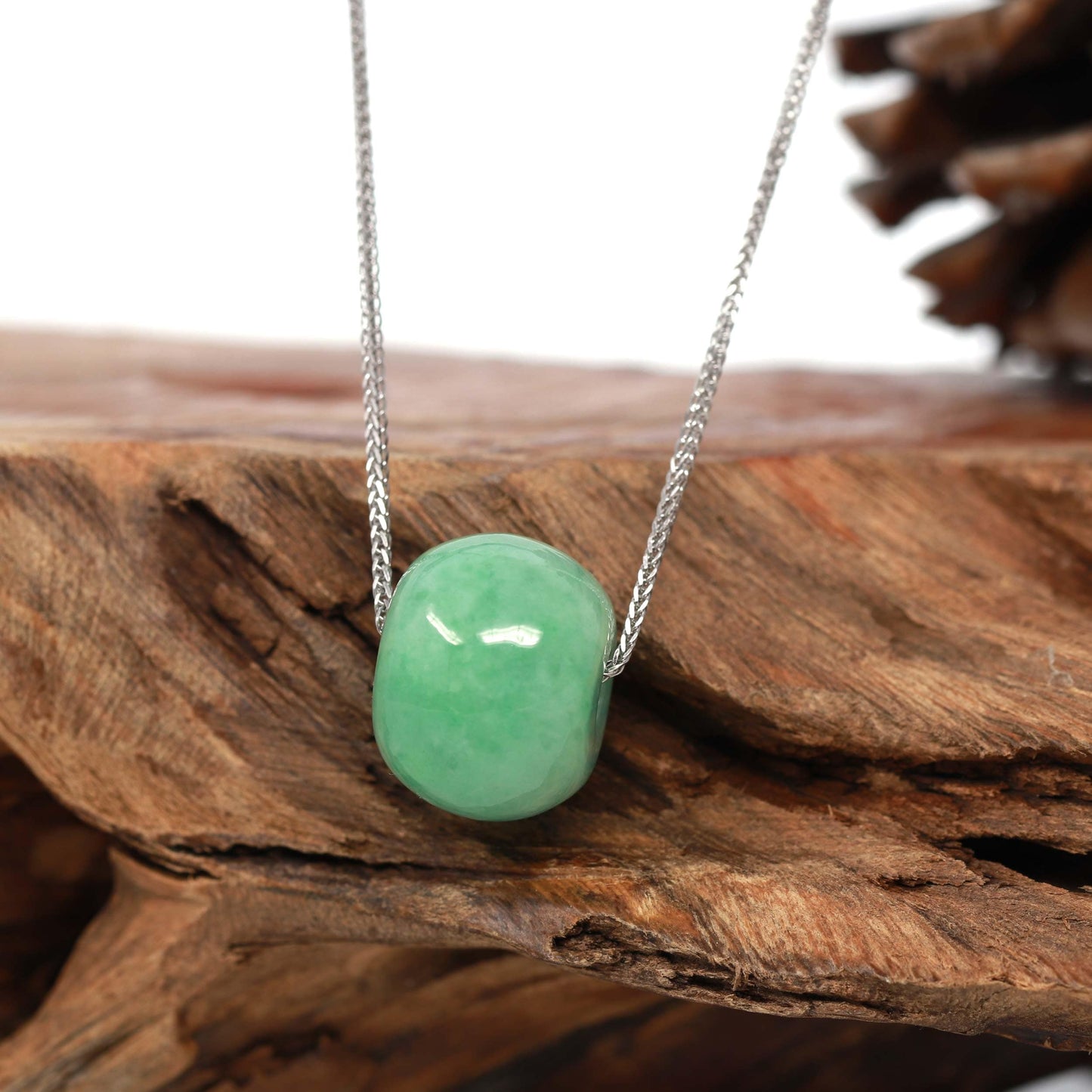 RealJade® "Good Luck Button" Necklace Real Vibrant Green Jade Lucky TongTong Pendant Necklace