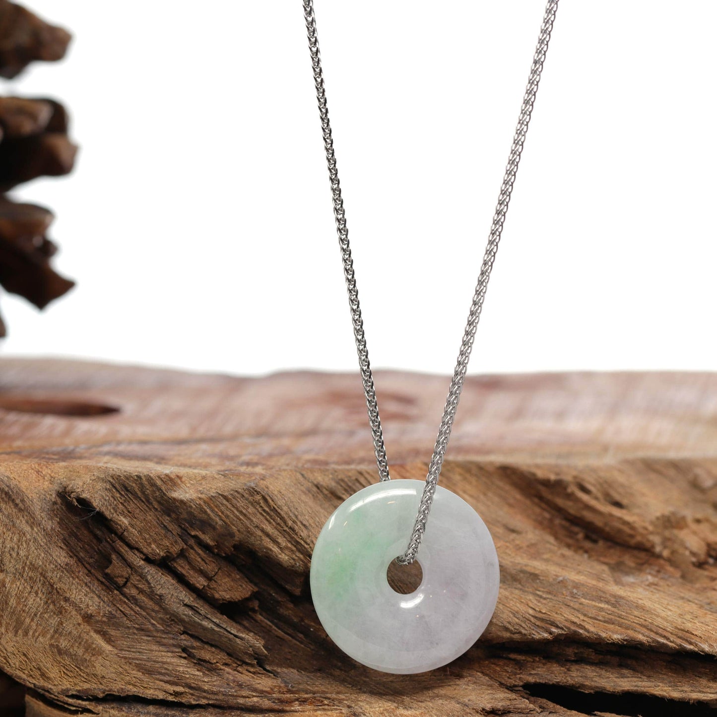 Load image into Gallery viewer, RealJade® Co. &amp;quot;Good Luck Button&amp;quot; Necklace Green and Lavender Jadeite Jade Lucky Ping An Kou Necklace
