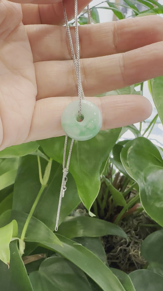 Load and play video in Gallery viewer, RealJade® Co. &amp;quot;Good Luck Button&amp;quot; Necklace Rich Green Jade Lucky KouKou Pendant Necklace
