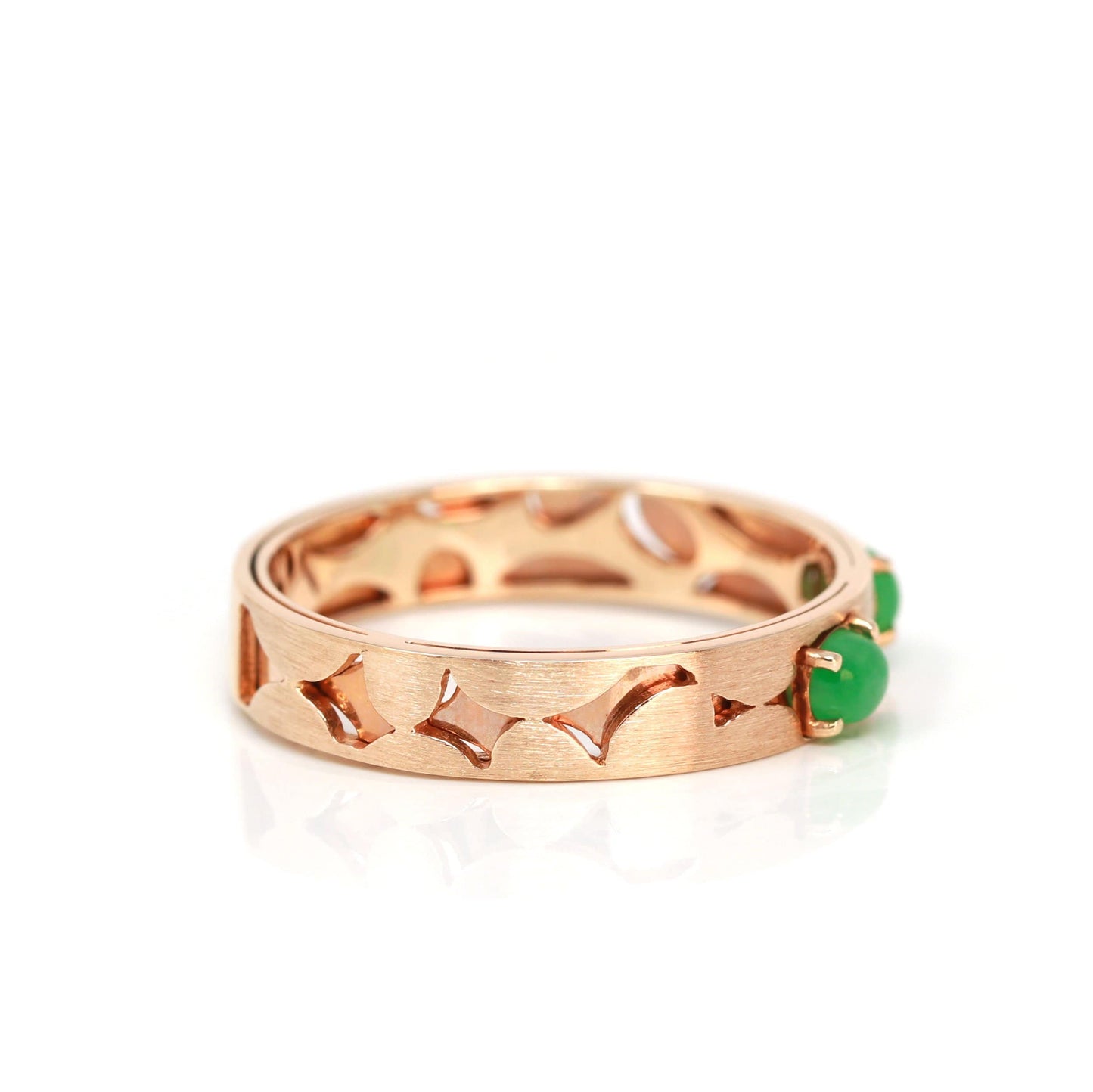 Load image into Gallery viewer, RealJade® &amp;quot;Orla&amp;quot; 18k Rose Gold Natural Imperial Jadeite Wedding Band
