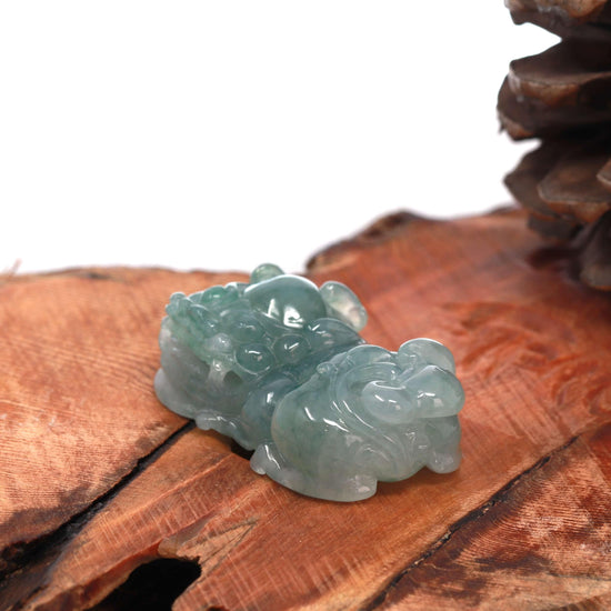 RealJade™ Pi Xiu Genuine Burmese Blue Green Jadeite Jade PiXiu Pendant Necklace (FengShui Lucky)