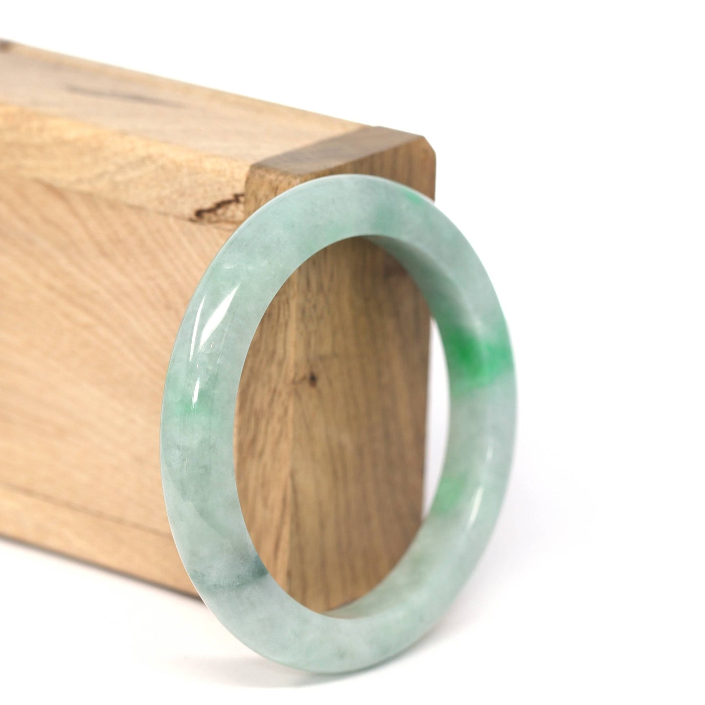 Genuine Burmese Forest Green Jadeite Jade Bangle Bracelet (53.83 mm) #221