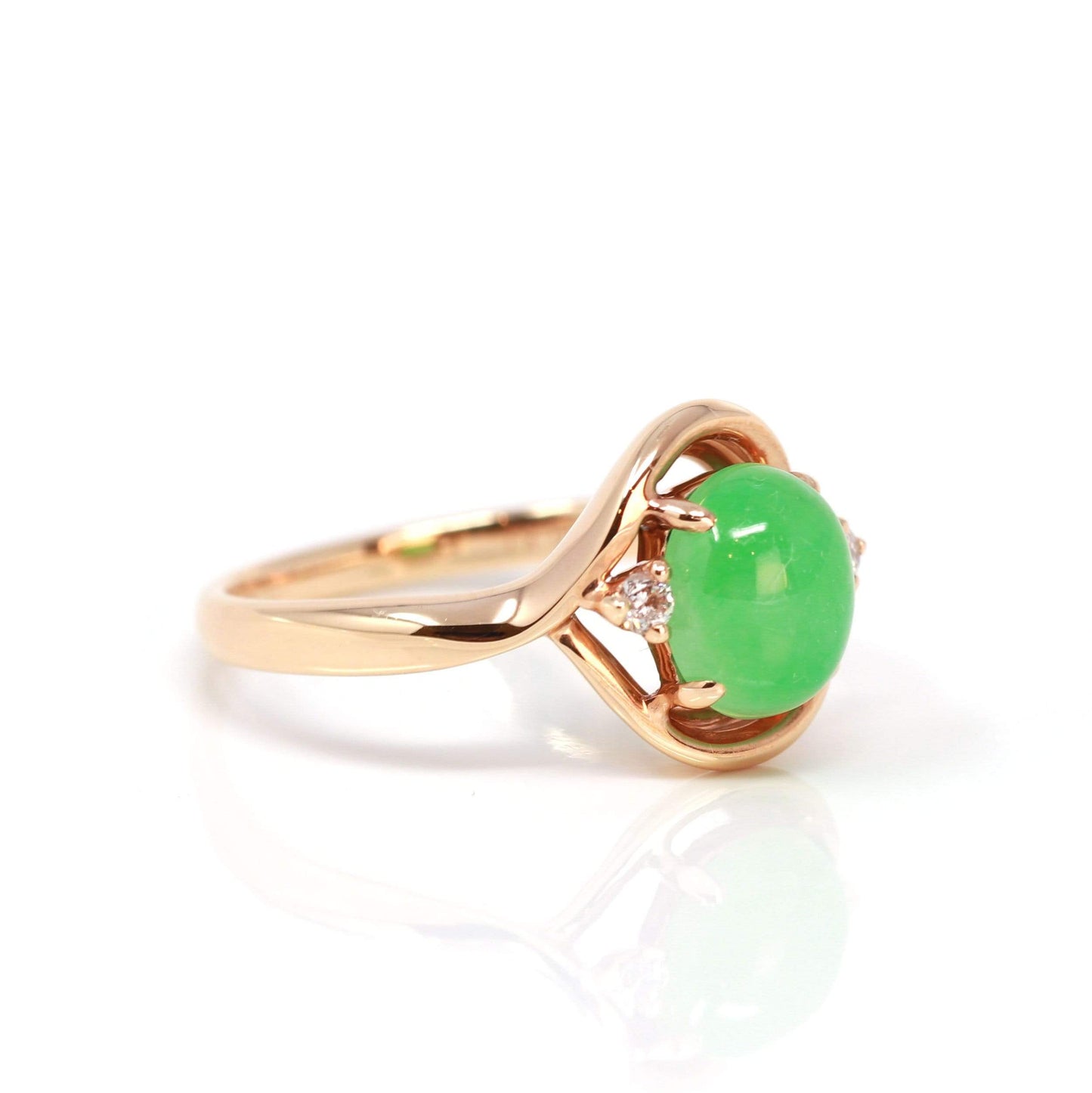 Load image into Gallery viewer, RealJade® &amp;quot;Irina&amp;quot; 18k Rose Gold Natural Imperial Jadeite Engagment Ring
