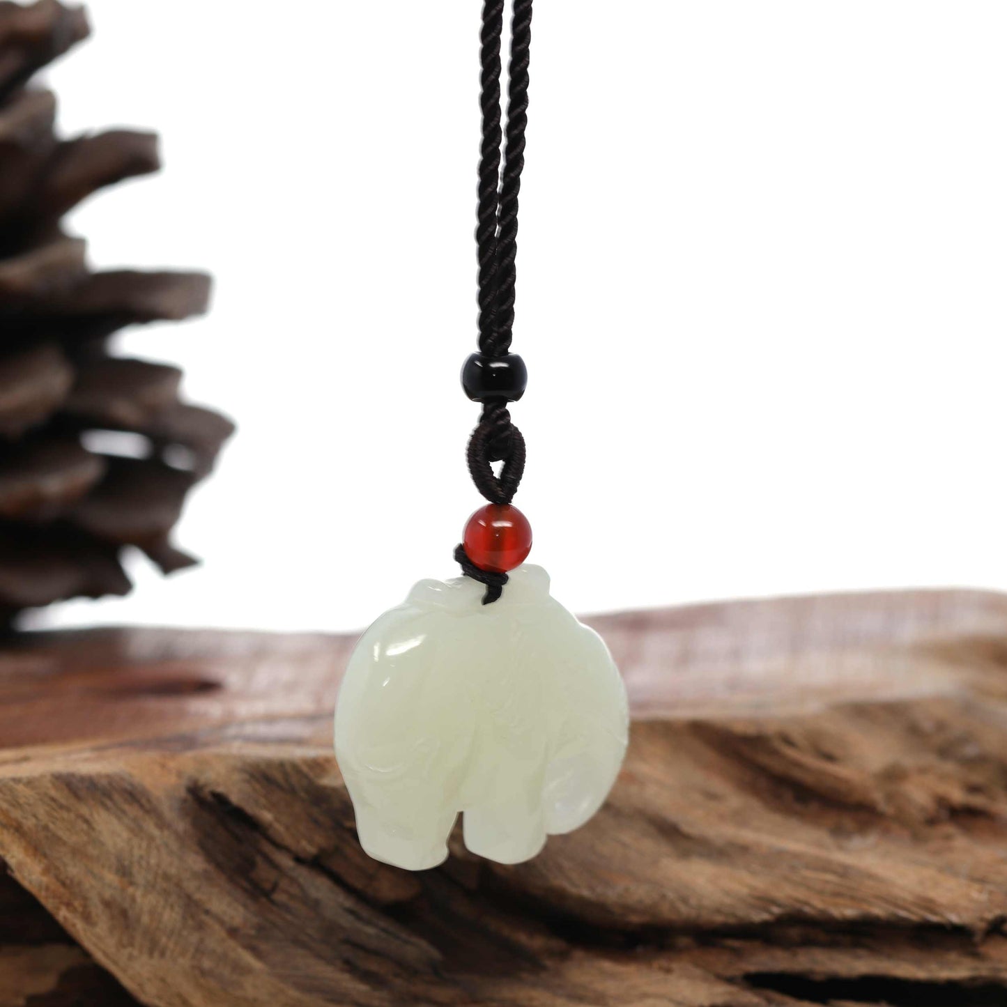 Load image into Gallery viewer, RealJade Co.® Genuine HeTian White Nephrite Jade Elephant Pendant Necklace-RealJade Co.® Happy Valley Oregon
