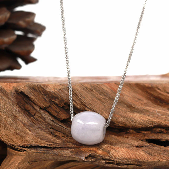 Load image into Gallery viewer, RealJade® Co. &amp;quot;Good Luck Button&amp;quot; Necklace Light Lavender Jade Lucky TongTong Pendant Necklace
