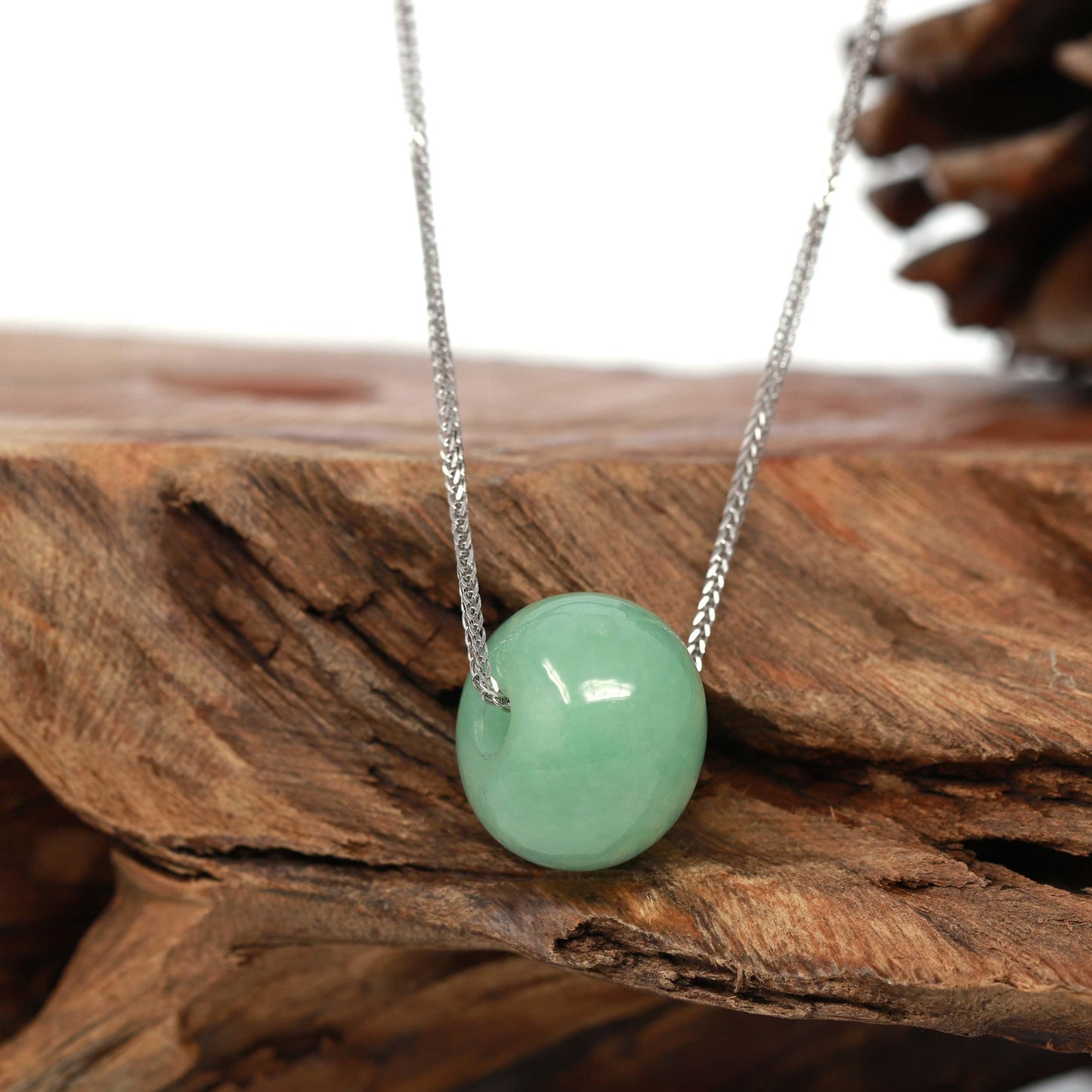 Load image into Gallery viewer, RealJade® &amp;quot;Good Luck Button&amp;quot; Necklace Real Green Jade Lucky TongTong Pendant Necklace
