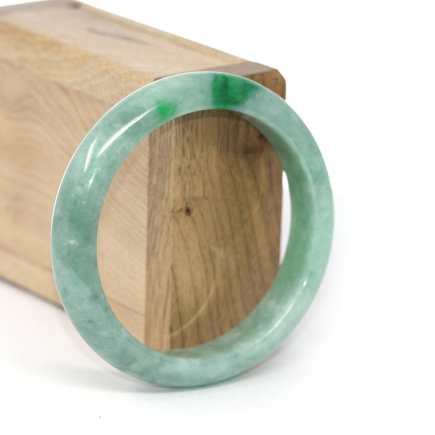 Load image into Gallery viewer, Genuine Burmese Forest Green Jadeite Jade Bangle Bracelet (58.3 mm) #257
