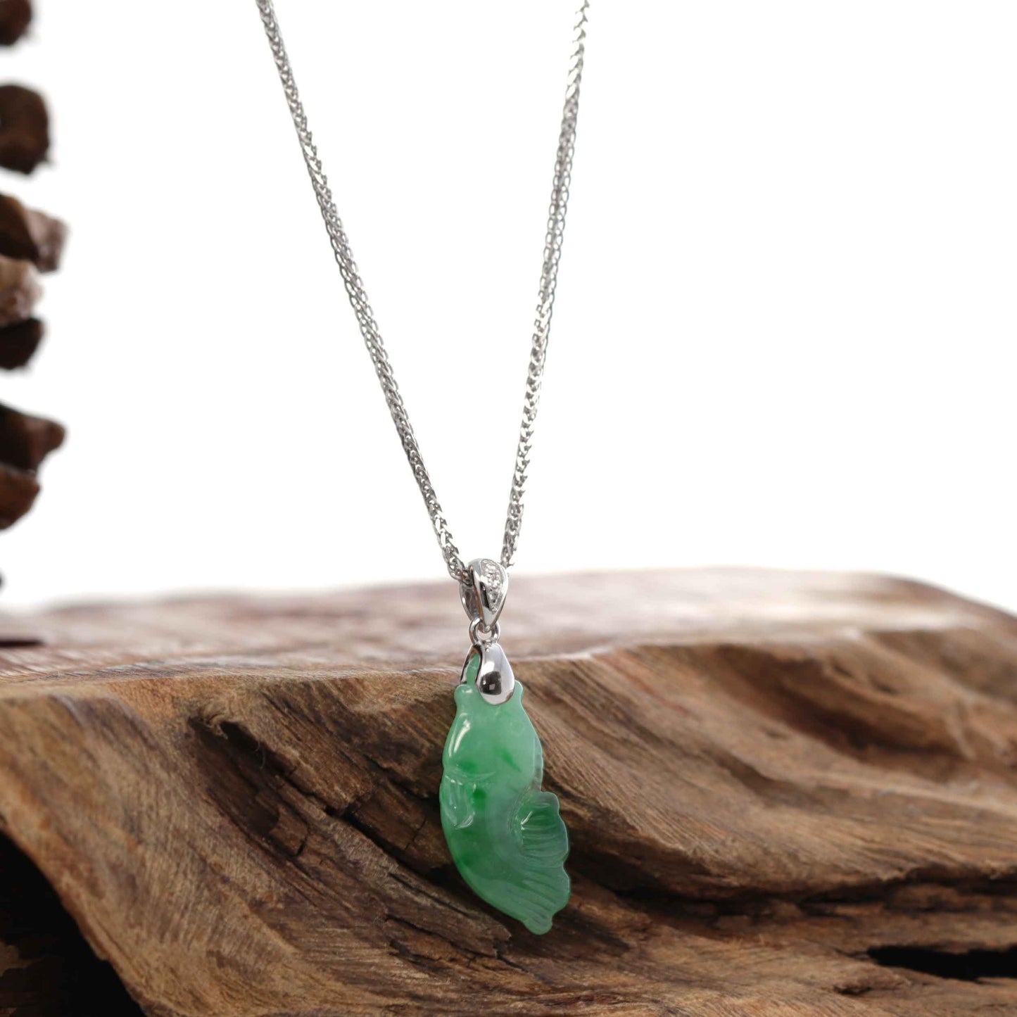 RealJade® "Prosperity Every Year (年年有鱼)" Lucky Fish Carving Pendant Necklace Natural Jadeite Jade