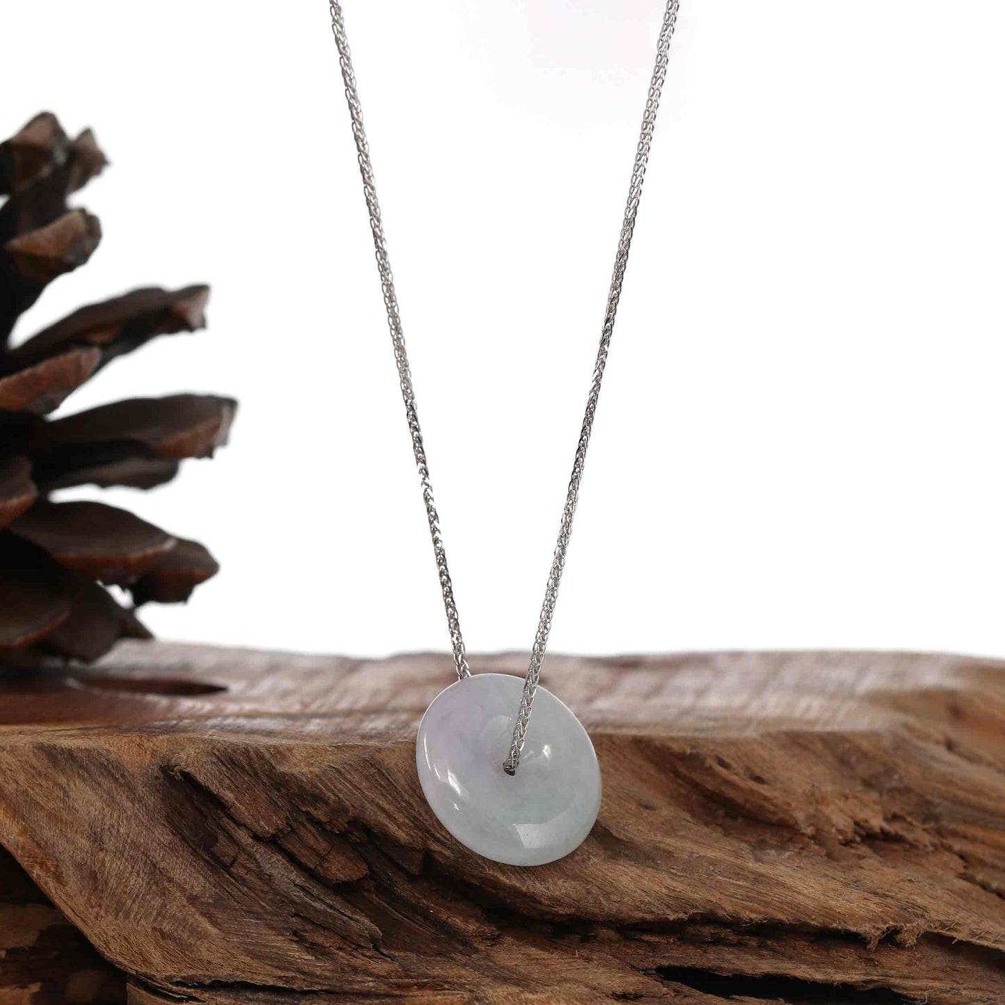 RealJade® "Good Luck Button" Necklace Lavender Jadeite Jade Lucky Ping An Kou Necklace