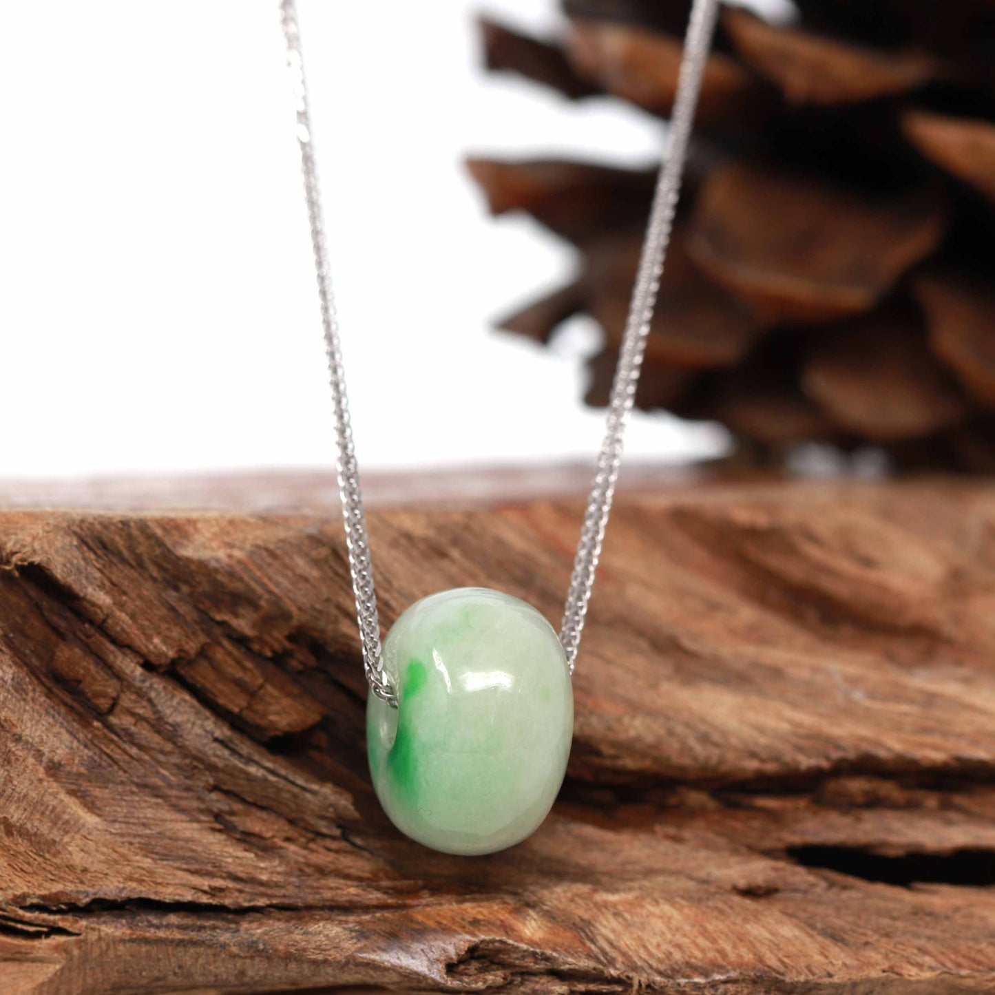 Load image into Gallery viewer, RealJade &amp;quot;Good Luck Button&amp;quot; Necklace Rich Green Jade Lucky KouKou Pendant Necklace
