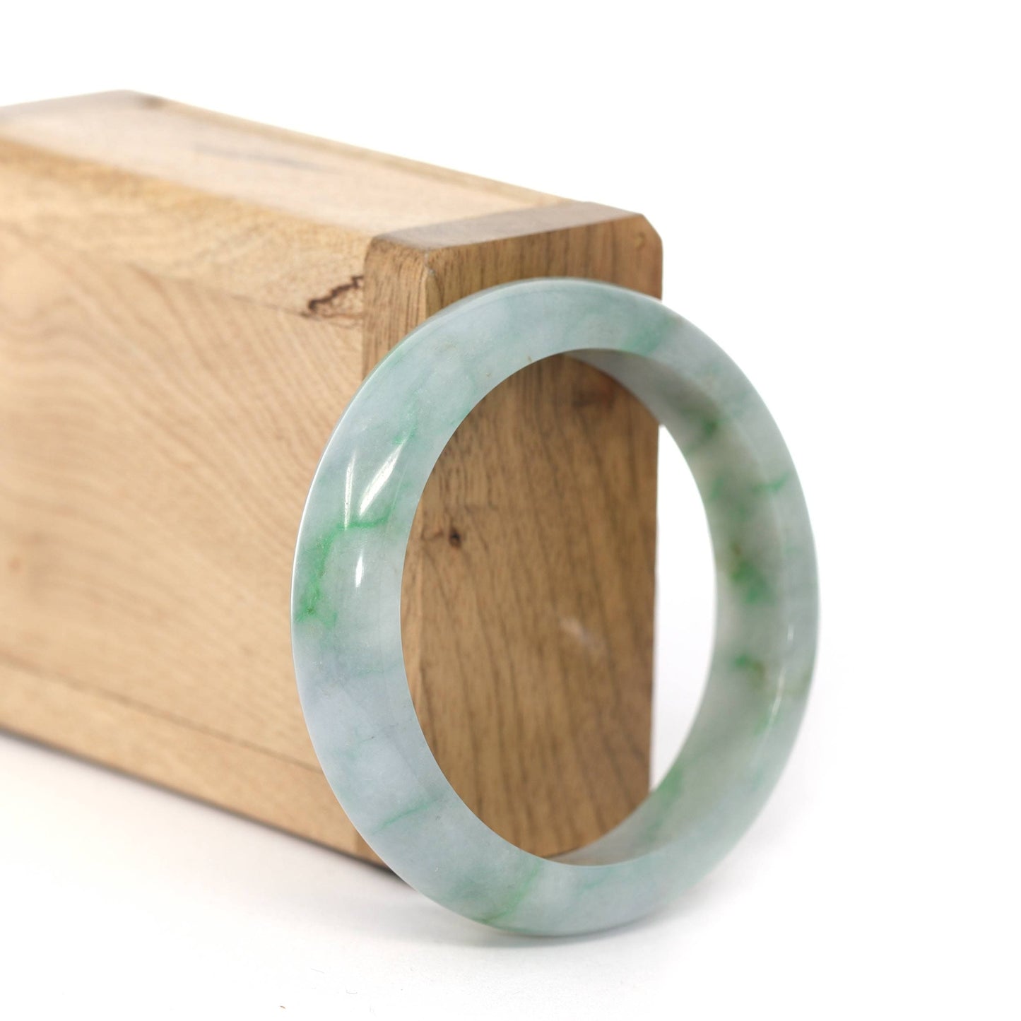 Load image into Gallery viewer, RealJade® Co. &amp;quot;Classic Bangle&amp;quot; Blue Green Natural Burmese Jadeite Jade Bangle ( 52.58 mm ) #244
