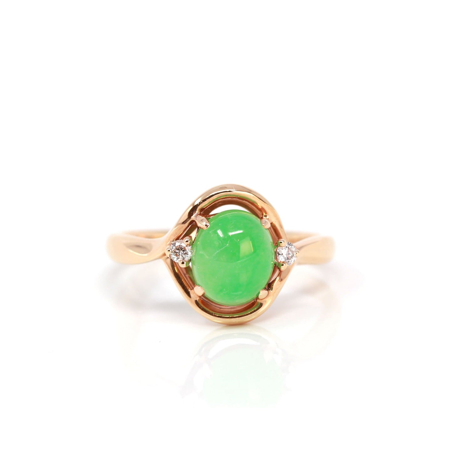 Load image into Gallery viewer, RealJade® &amp;quot;Irina&amp;quot; 18k Rose Gold Natural Imperial Jadeite Engagment Ring
