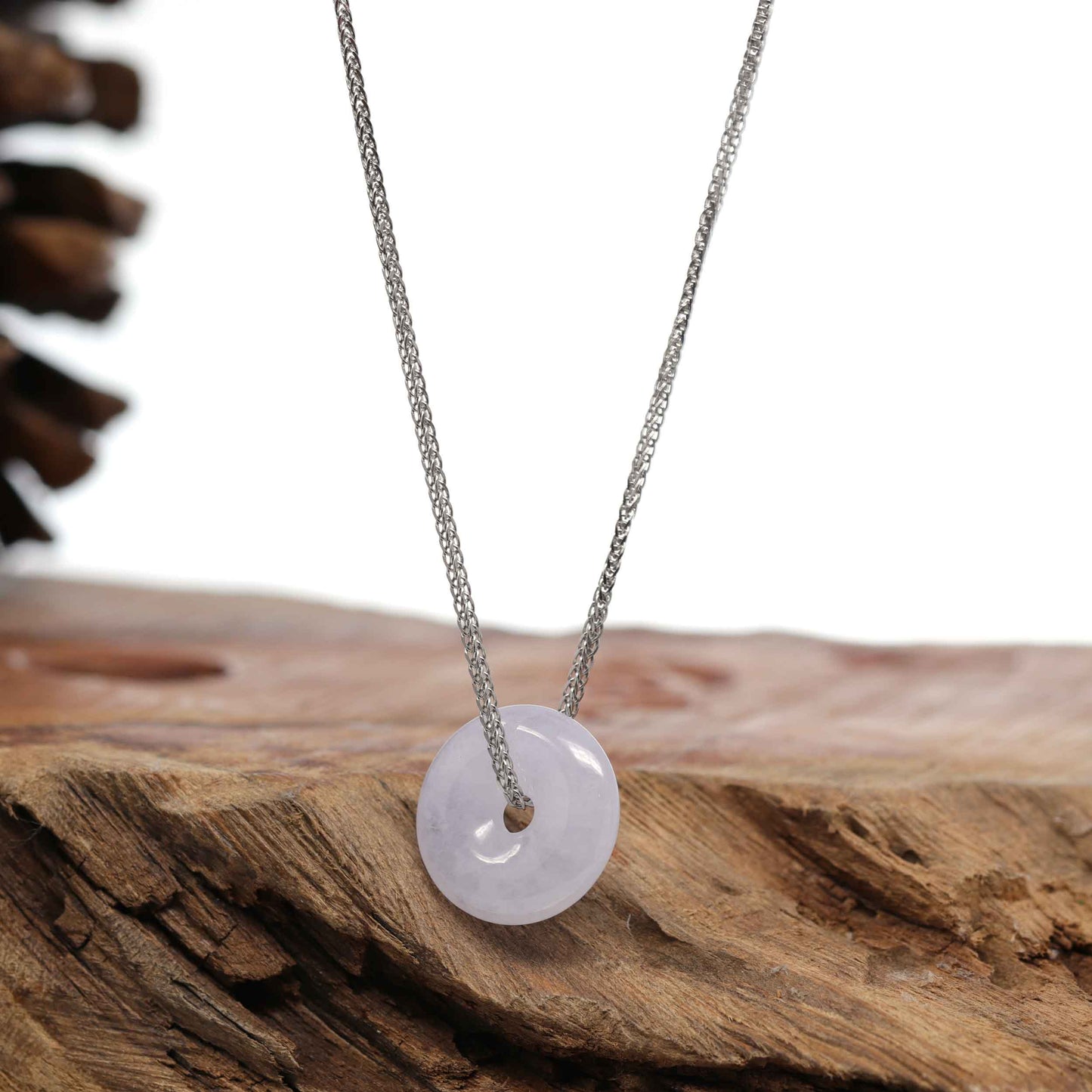 Load image into Gallery viewer, RealJade Co.® &amp;quot;Good Luck Button&amp;quot; Necklace Lavender Jadeite Jade Lucky Tong Tong Pendant Necklace
