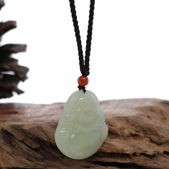 RealJade Co.® "Goddess of Compassion Buddha" Genuine HeTian White Nephrite Jade Guanyin Carving Pendant Necklace-RealJade Co.® Happy Valley Oregon