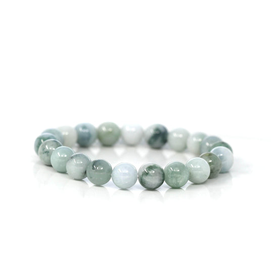 Jadeite Jade 10mm Round Blue Green Beads Bracelet (10mm)