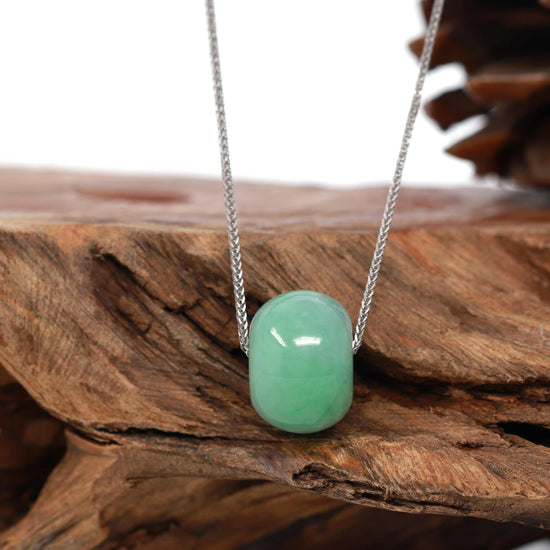 Load image into Gallery viewer, RealJade &amp;quot;Good Luck Button&amp;quot; Necklace Real Vibrant Green Jade Lucky TongTong Pendant Necklace
